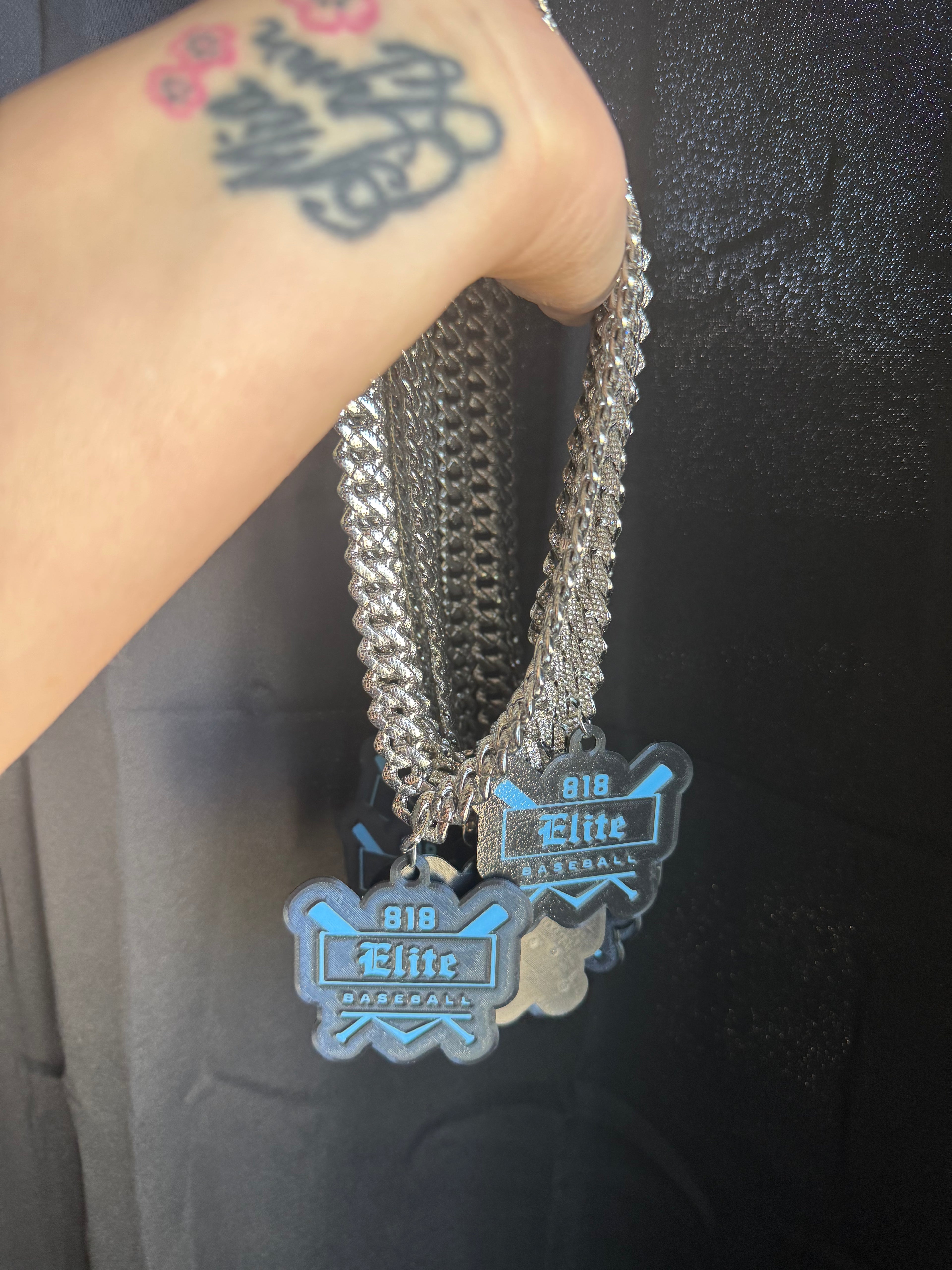 Metal chain logo necklace
